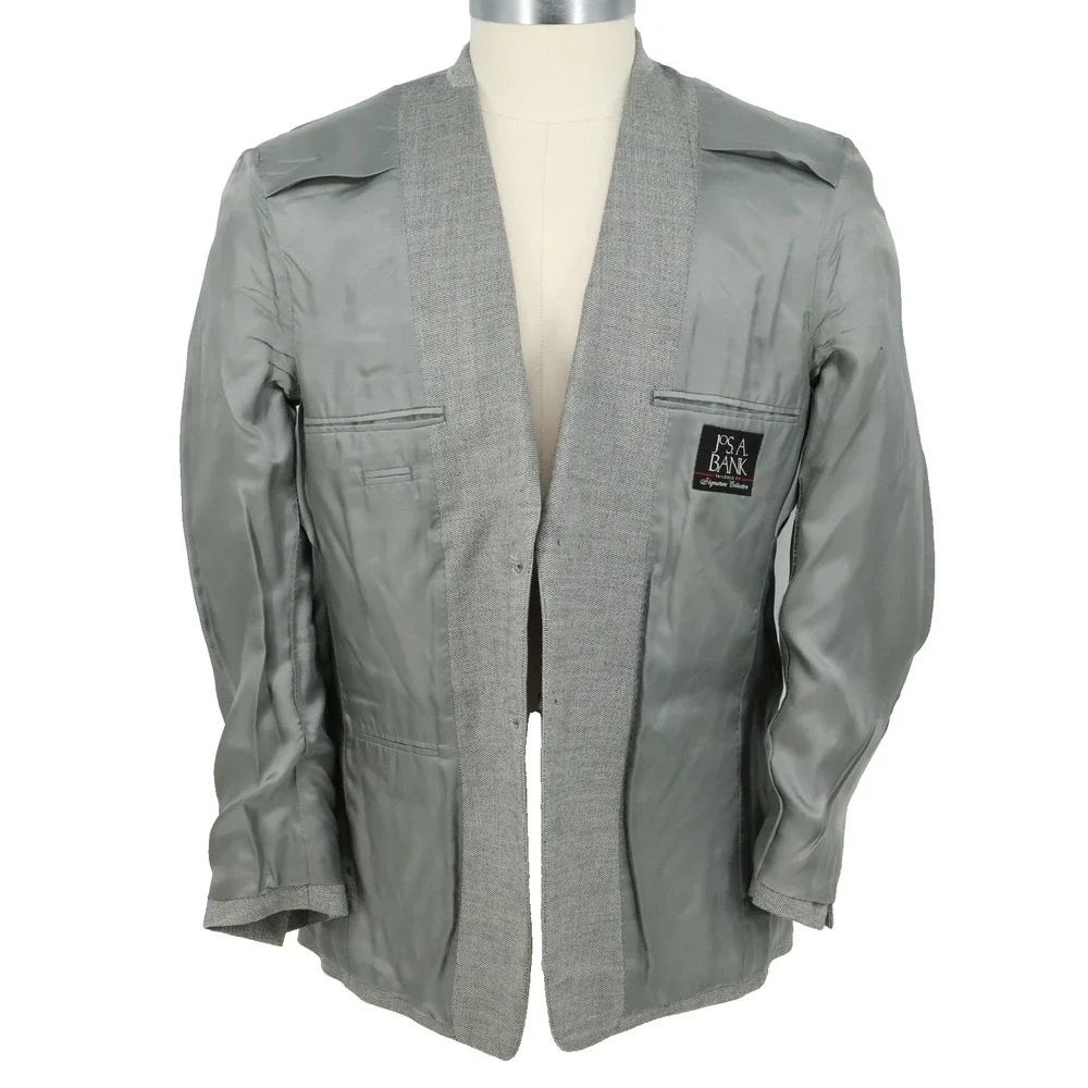 Jos A Bank Sport Coat Mens 38S Gray Silk Wool Jacket Lined Blazer Tailored Fit